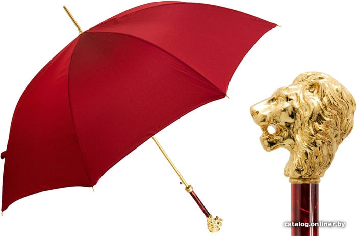 

Зонт-трость Pasotti Leone Gold Oxford Rosso Fodero Anello
