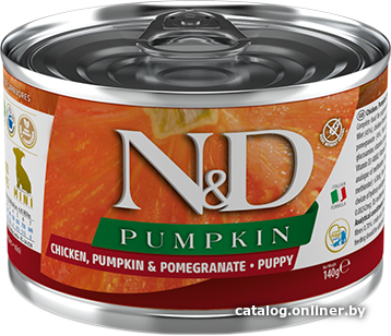 

Консервированный корм для собак Farmina N&D Pumpkin Chicken, Pumpkin & Pomegranate Puppy Mini 140 г