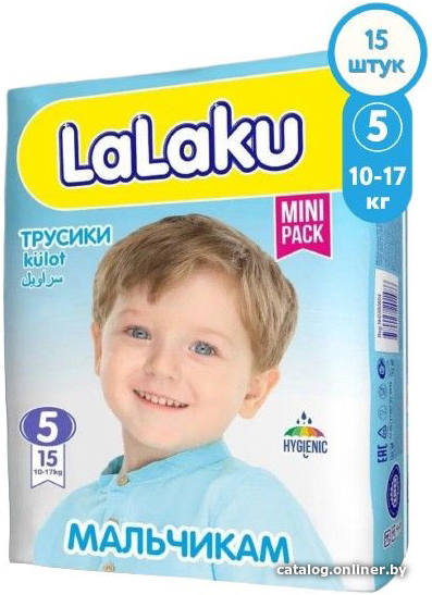 

Трусики-подгузники LaLaKu 5 Maxi для мальчиков (15 шт)