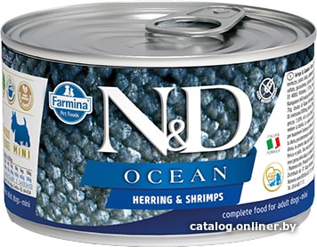 

Консервированный корм для собак Farmina N&D Ocean Herring & Shrimp Adult Mini 140 г