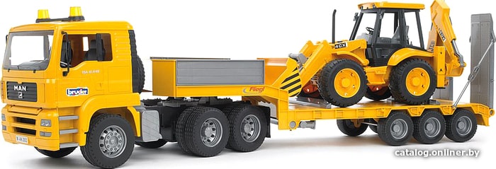 

Набор Bruder MAN TGA Low loader truck with JCB Backhoe loader 02776
