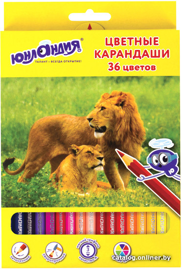 

Набор цветных карандашей Юнландия Мир животных 181386 (36цв)