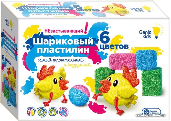 

Пластилин Genio Kids Шариковый Незастывающий TA1805 (6 цв)