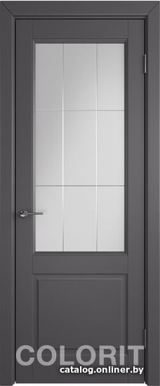 

Межкомнатная дверь Юркас Colorit К1 ДО 80x200 (графит эмаль, матовое с фрез. решетка)