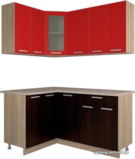 

Готовая кухня Интерлиния Мила 12x16 (красный/дуб венге)