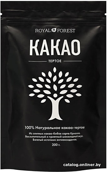 

Какао тертое Royal Forest в плитках в пакете 200 г (черный)