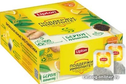 

Черный чай Lipton с витамином С, имбирем и ароматом лимона 100 шт