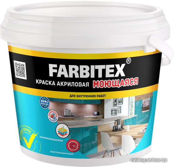 

Краска Farbitex Акриловая моющаяся 13 кг (белый)