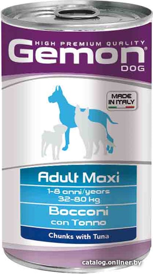 

Консервированный корм для собак Gemon Adult Maxi Chunks Tuna 1.25 кг