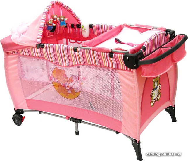

Манеж-кровать Baby Prestige Delux 2 уровня (розовый)