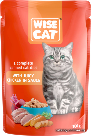 

Пресервы Wise Cat с сочной курицей в соусе 100 г