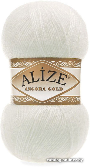 

Пряжа для вязания Alize Angora gold 62 (550 м, молочный)