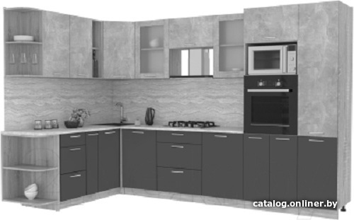 

Готовая кухня Интерлиния Мила 1.88x3.2 левая (красный-антрацит-кастилло темный)
