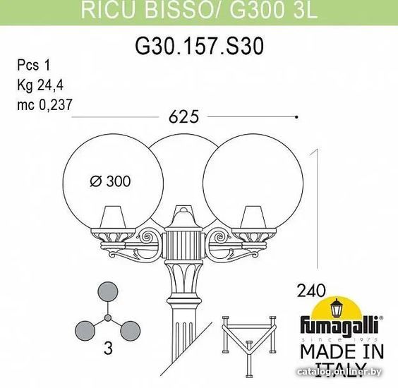 

Городской фонарь Fumagalli Ricu Bisso/G300 3L FU_G30.157.S30.VZF1R