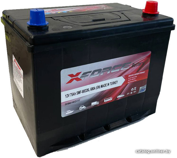 

Автомобильный аккумулятор XFORCE Asia 75 JR+ (75 А·ч)