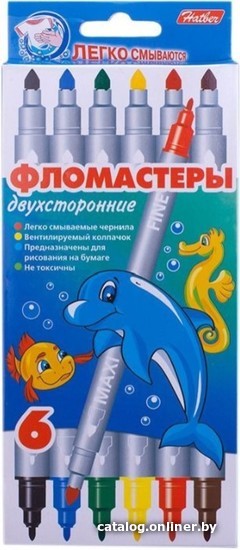 

Фломастеры Hatber Морская семейка Fd06-21 (6 цв)