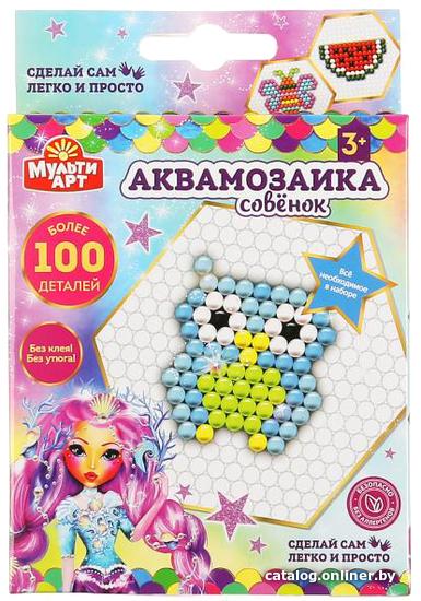 

Набор для создания поделок/игрушек MultiArt Аквамозаика Сова 100-AQUAMOS-5