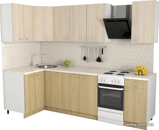 

Готовая кухня Хоум Лайн Луиза 1200х2200 угловой (флитвуд шампань/флитвуд белый)
