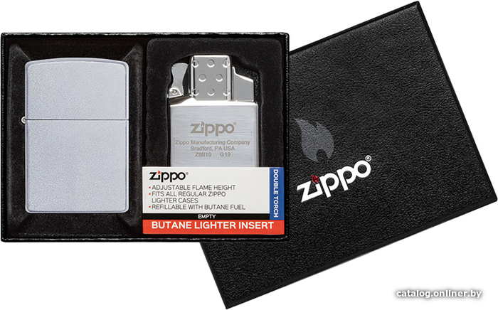 

Зажигалка Zippo Satin Chrome 205-090201 (с дополнительным газовым блоком)