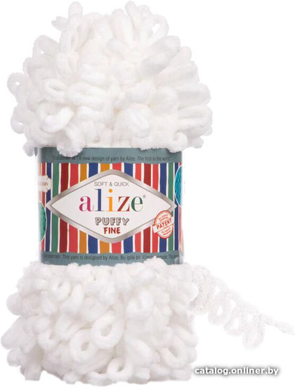 

Пряжа для вязания Alize Puffy fine 55 (14 м, белый)