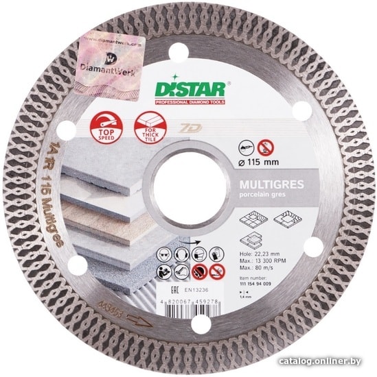 

Отрезной диск алмазный Distar 1A1R 115x1.4x10x22.23 Multigres 11115494009