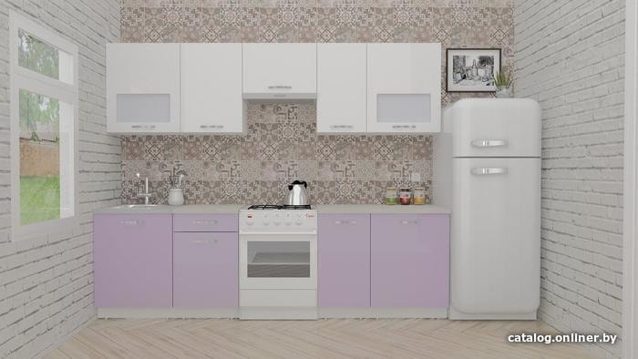 

Готовая кухня ВерсоМебель ЭкоЛайт-5 2.9 (белый/вереск)