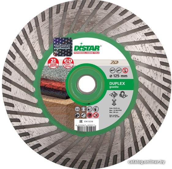 

Отрезной диск алмазный Distar 1A1R Turbo 125x2.8x8x22.23/M14F Duplex 10117126010