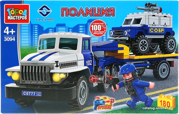 

Конструктор Город мастеров Полиция 3094-KK Урал-перевозчик с джипом