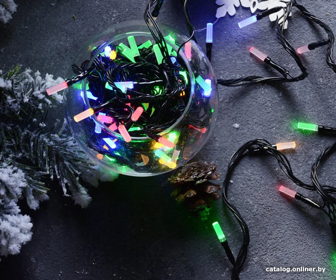 

Новогодняя гирлянда Twinkle Восмигранник\темный провод 100led 9 м 036 (разноцветный)