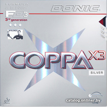 

Накладка на ракетку Donic Coppa X3 Silver (2 мм, черный)