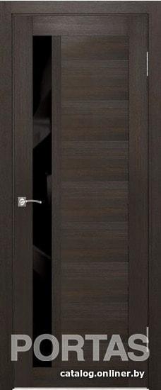 

Межкомнатная дверь Portas S28 90x200 (орех шоколад, стекло lacobel черный лак)