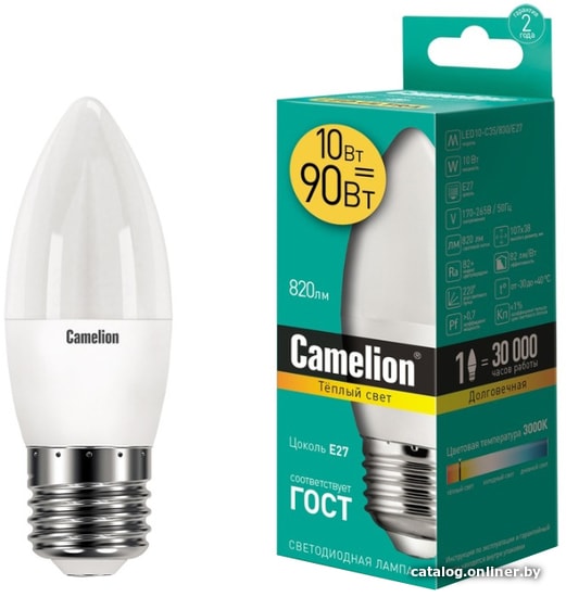 

Светодиодная лампочка Camelion LED10-C35 10 Вт 3000 К