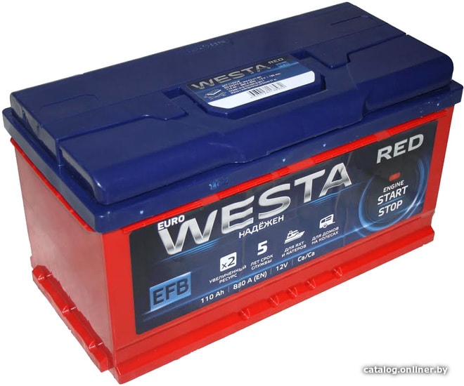 

Автомобильный аккумулятор Westa RED EFB 6СТ-110VLR (110 А·ч)