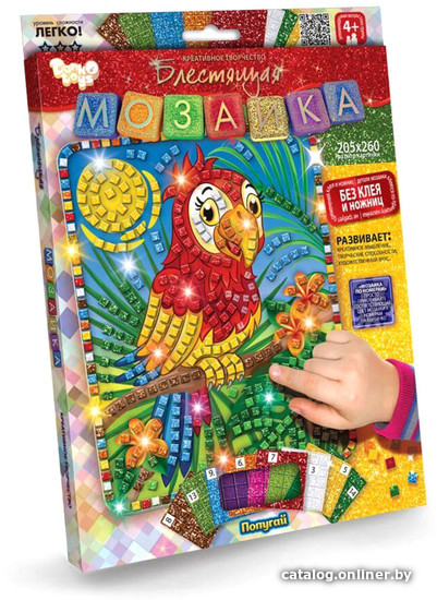

Набор для создания поделок/игрушек Danko Toys Блестящая мозаика. Попугай БМ-02-06