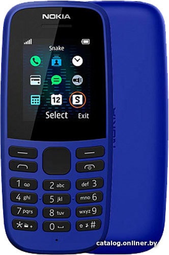 

Кнопочный телефон Nokia 105 (2019) Single SIM (синий)