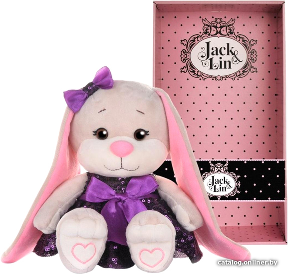 

Классическая игрушка Jack&Lin Зайка в фиолетовом платьице с пайетками JL-251-20