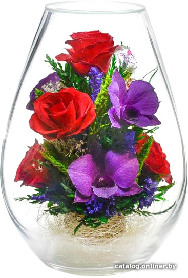 

Цветы, букеты Natural Flower Products Композиция из красных роз и темно-фиолетовых орхидей MTT2