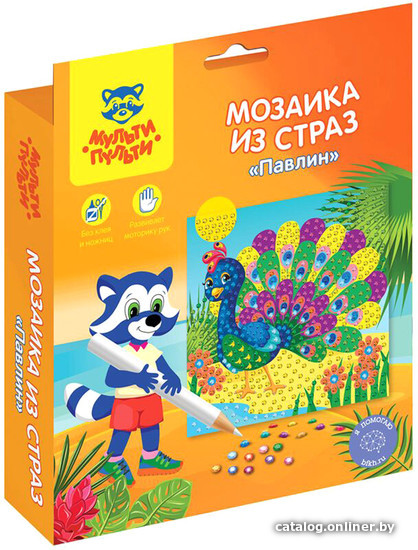 

Набор для создания поделок/игрушек Мульти-пульти Мозаика из страз. Павлин DM_37180