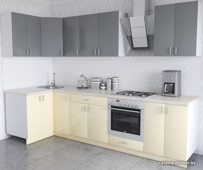 

Готовая кухня Хоум Лайн Кристалл Люкс 1200х3000 угловой (ваниль/серый)
