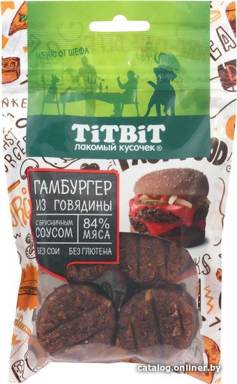 

Лакомство для собак TiTBiT Гамбургер из говядины Меню от Шефа 120 г