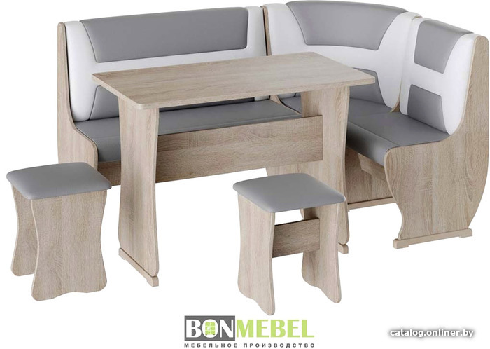 

Обеденная группа Bon Mebel Уют-3 (дуб сонома/кожзам серый/кожзам белый)