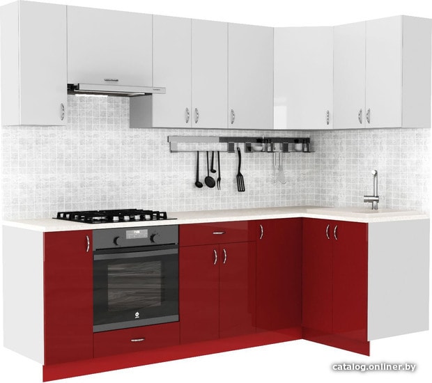 

Готовая кухня S-Company Клео глосc 1.2x2.5 правая (бургундский глянец/белый глянец)