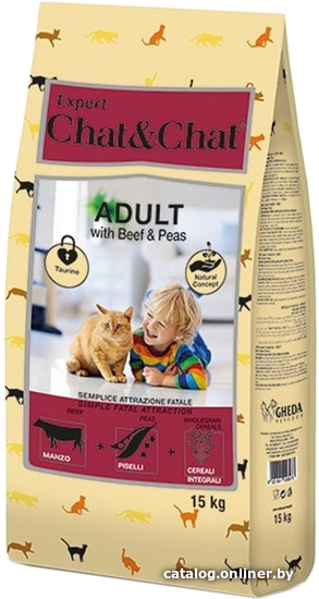 

Сухой корм для кошек Chat&Chat Expert Adult with Beef & Peas 15 кг