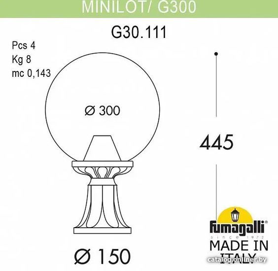 

Городской фонарь Fumagalli MiniLot/G300. FU_G30.111.000.VYF1R