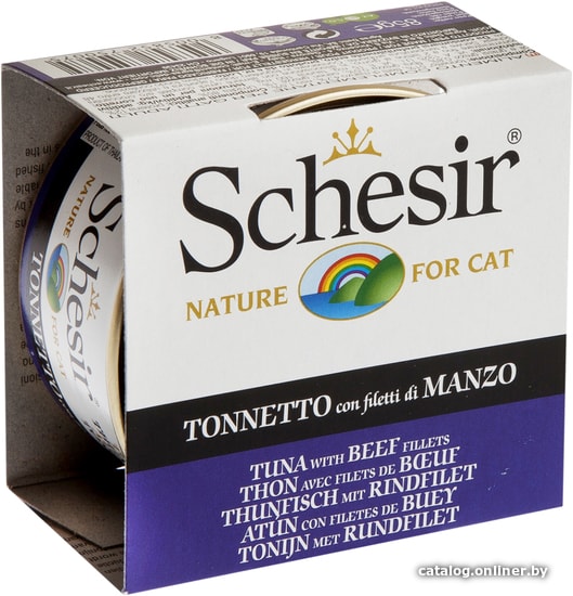 

Консервированный корм для кошек Schesir Tuna with Beef fillets 85 г