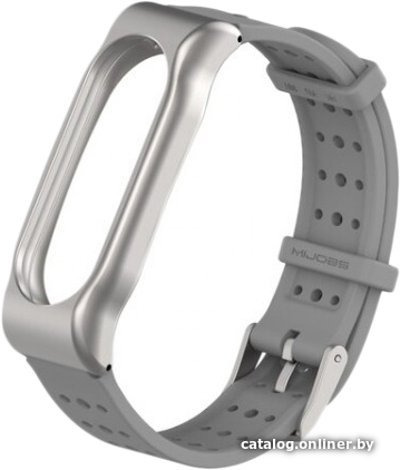 

Ремешок Mijobs cиликоновый с металлической вставкой для Xiaomi Mi Band 2 (серый)