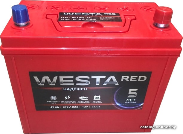 

Автомобильный аккумулятор Westa RED 6СТ-45 (45 А·ч)