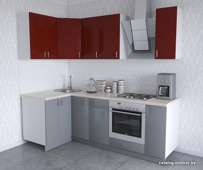 

Готовая кухня Хоум Лайн Кристалл Люкс 1200х2300 угловой (серый пыльный/бургундский гл.)