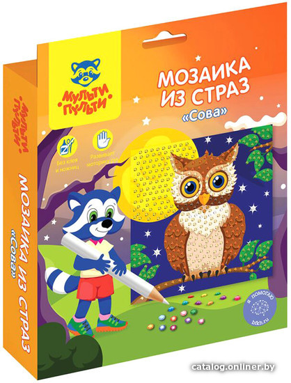 

Набор для создания поделок/игрушек Мульти-пульти Мозаика из страз. Сова DM_37182