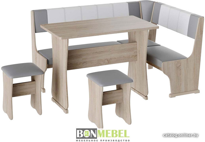 

Обеденная группа Bon Mebel Гамма тип 1 (дуб сонома/кожзам серый/кожзам белый)